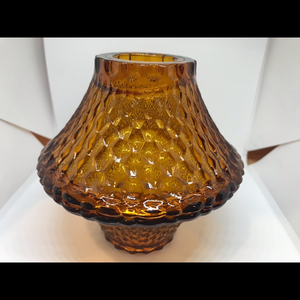 Vintage Amber Glass Tea Light Holder